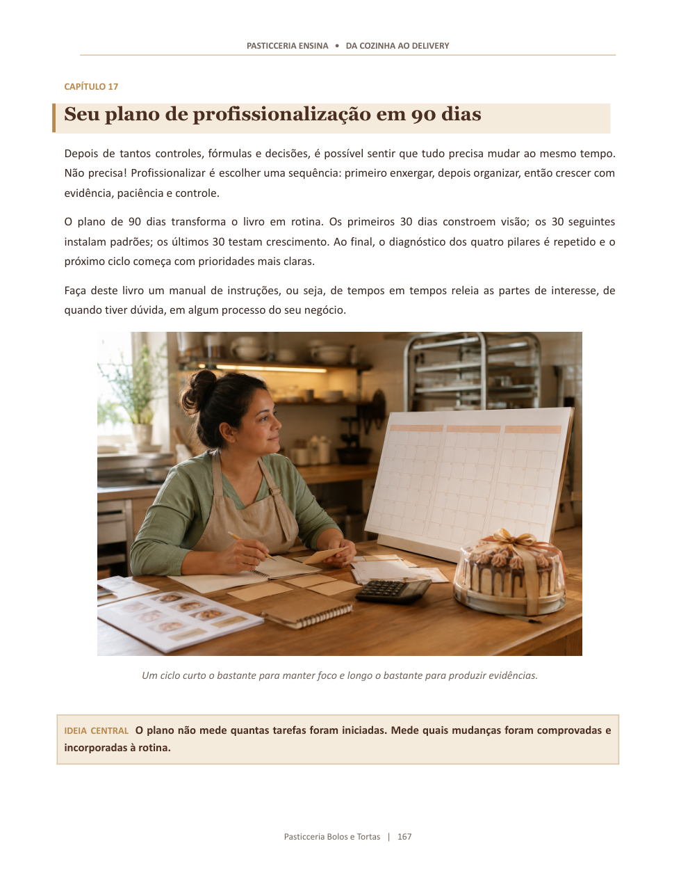 Página 167 com introdução e ilustração do plano de profissionalização em 90 dias